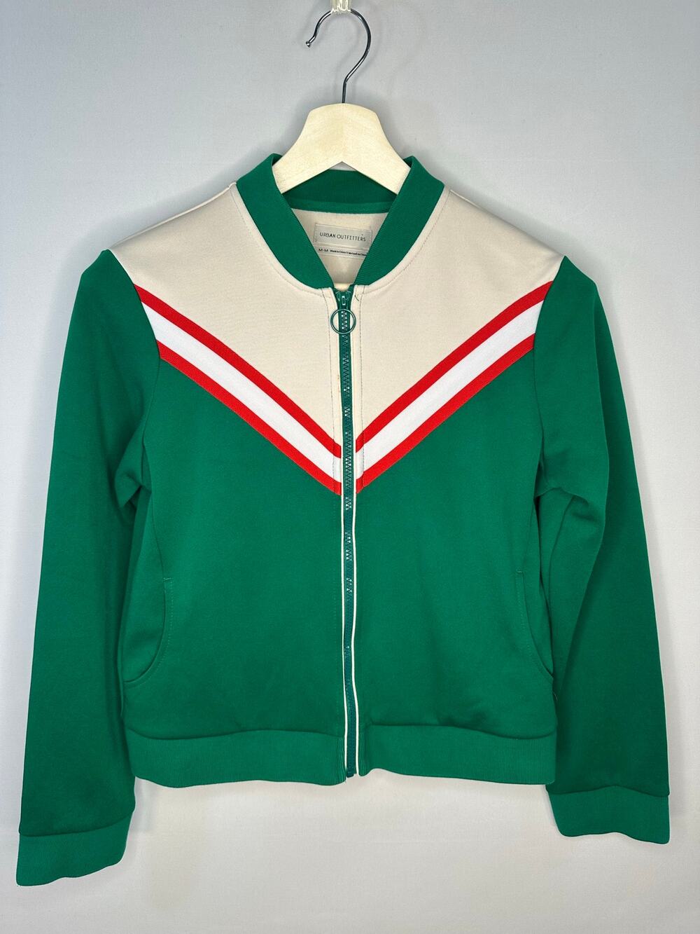 Urban Outfitter Green Chevron Stripe Track Jacket Size Medium